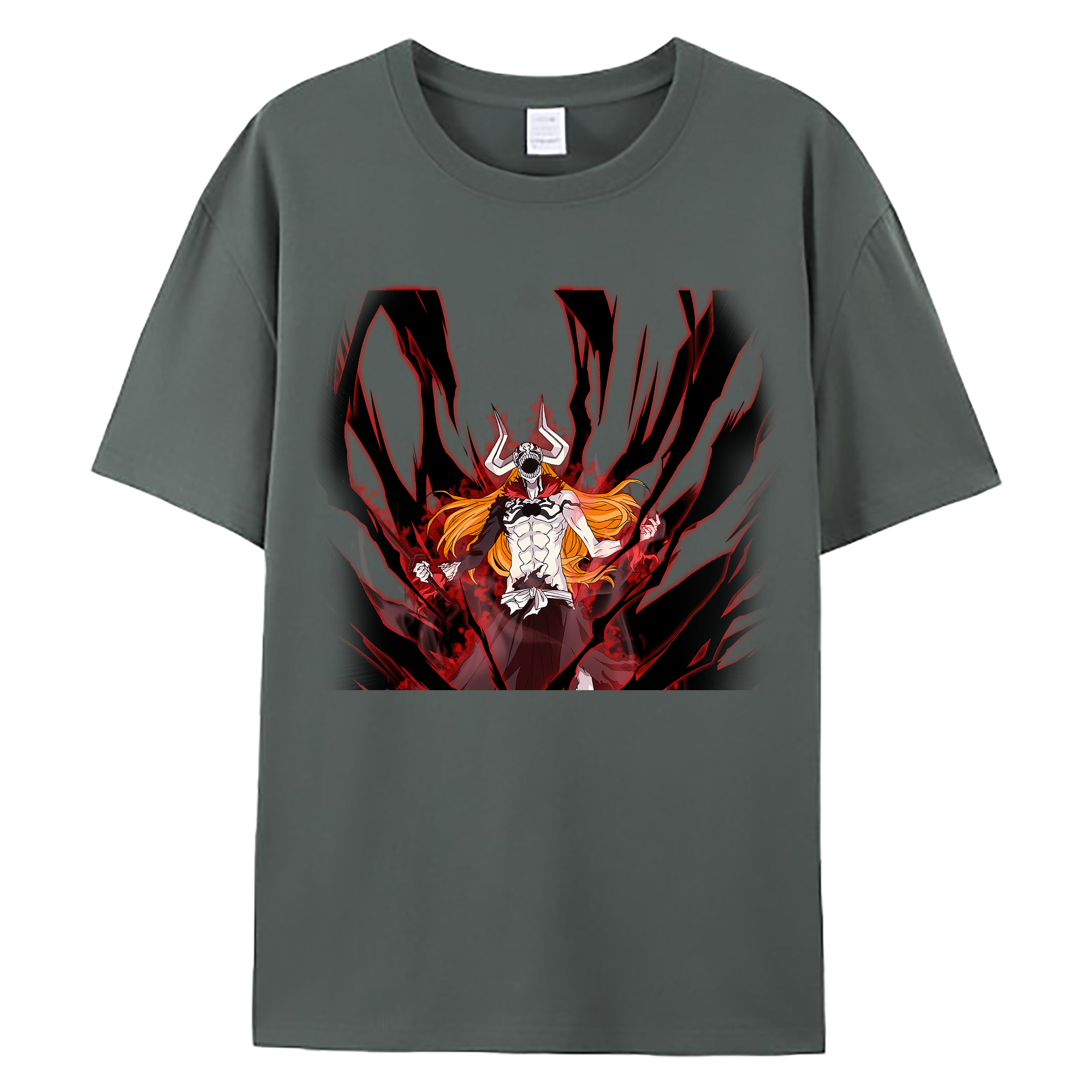 （画像用） ブリーチ 黒崎一護（くろさき いちご）BLEACH Kurosaki Ichigo 綿100％ メンズ半袖Tシャツ｜肌触りやわらか＆通気性